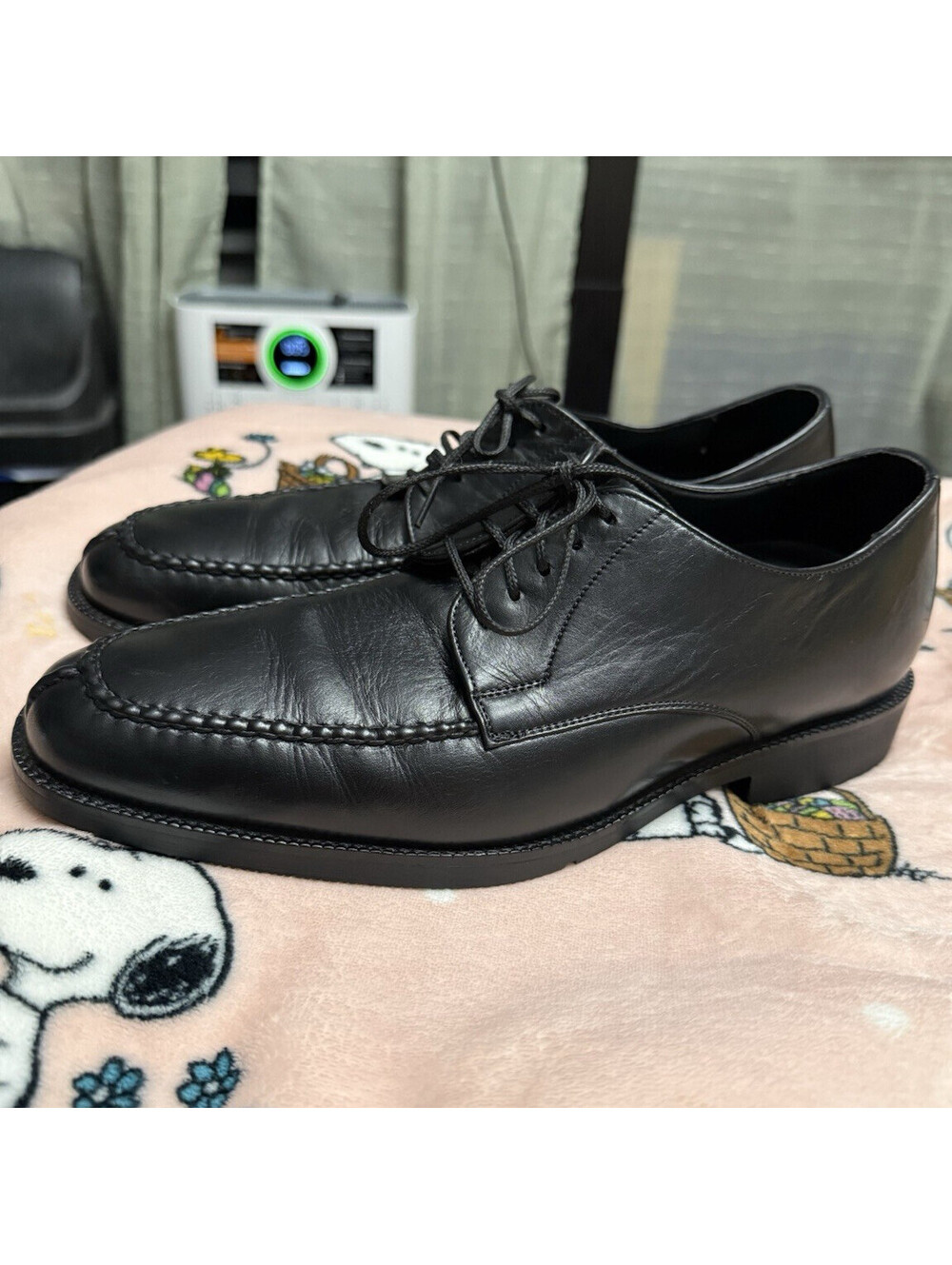 Neil M. Men's Black Leather Lace-Up Derby Dress Shoes Square Toe US 9 D